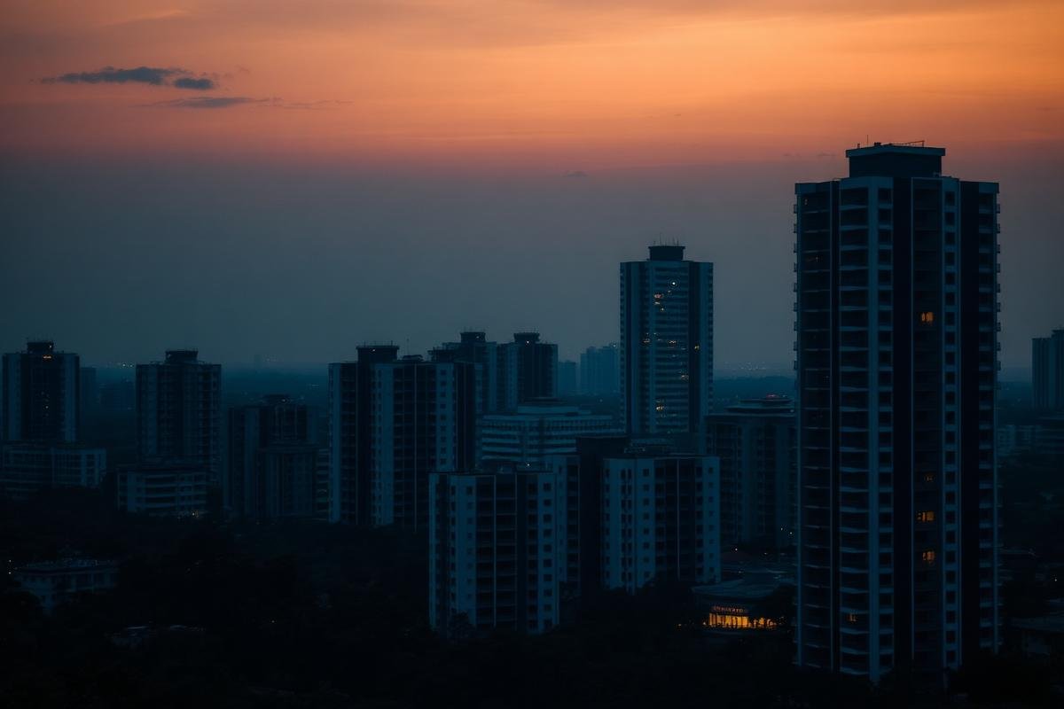 Bangalore apartment skyline at dusk